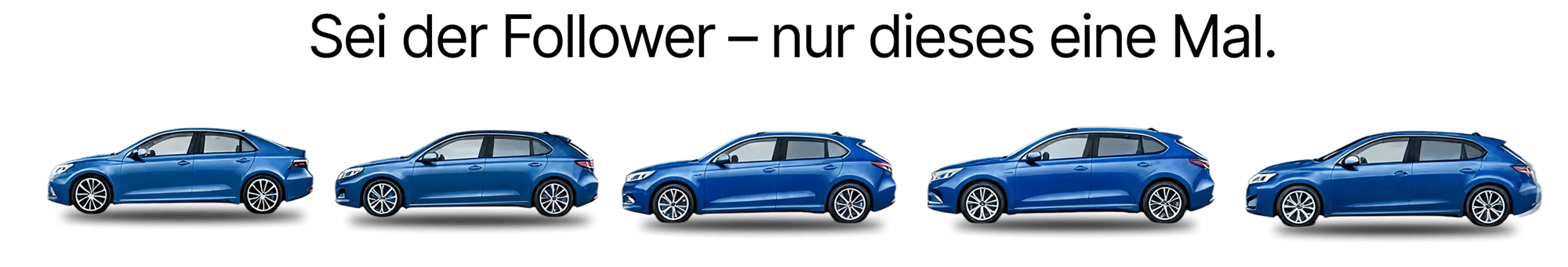 blue cars in a row following each other 